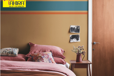 Phòng ngủ tinh tế với những gam màu tươi tắn cùng sơn TAKIRA